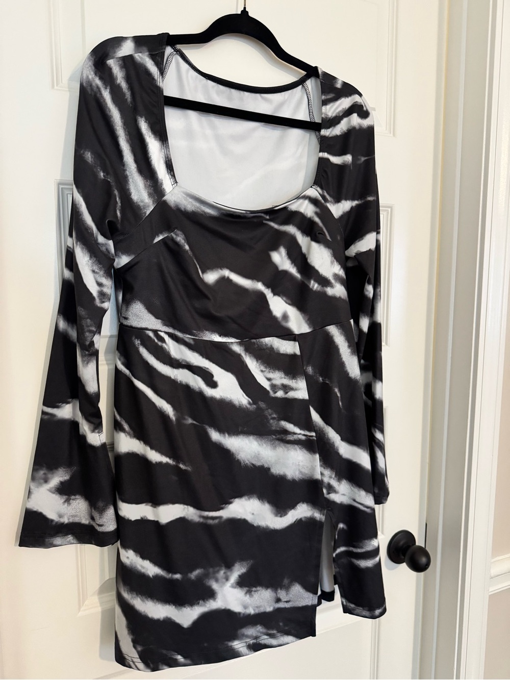 SHEIN Black & White Tie-Dye Long Dress